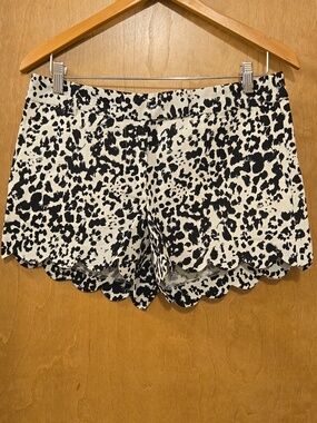 J. Crew Black and White Linen Scalloped Shorts